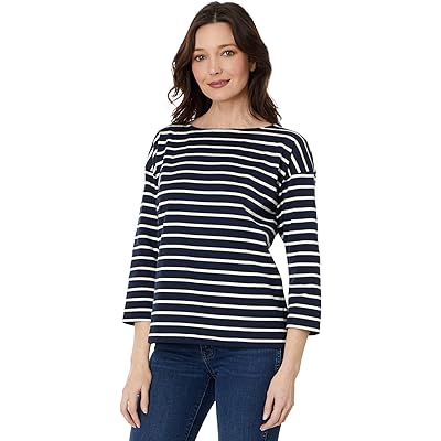 L.L.Bean Heritage Mariner Boatneck 3/4 Sleeve Stripe classic navy/sailcloth