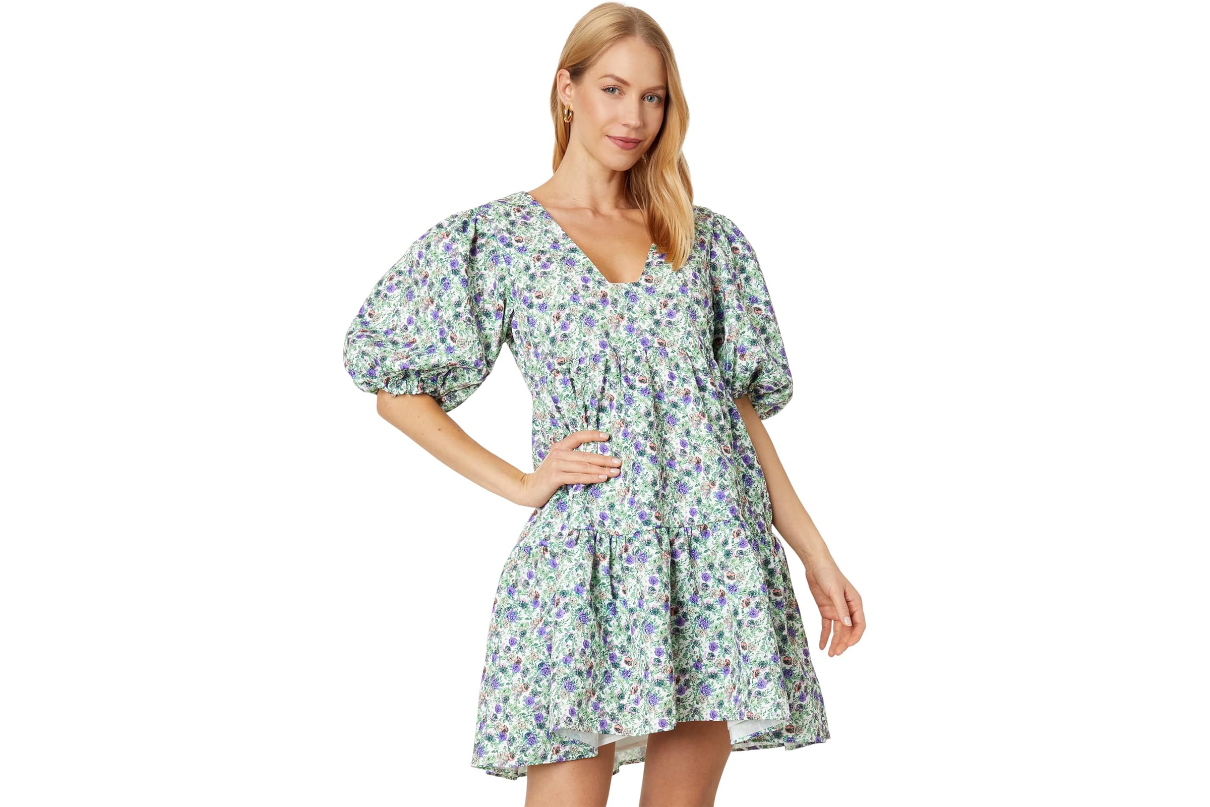 English Factory Floral Puff Sleeve Jacquard High-Low Dress 11990₽