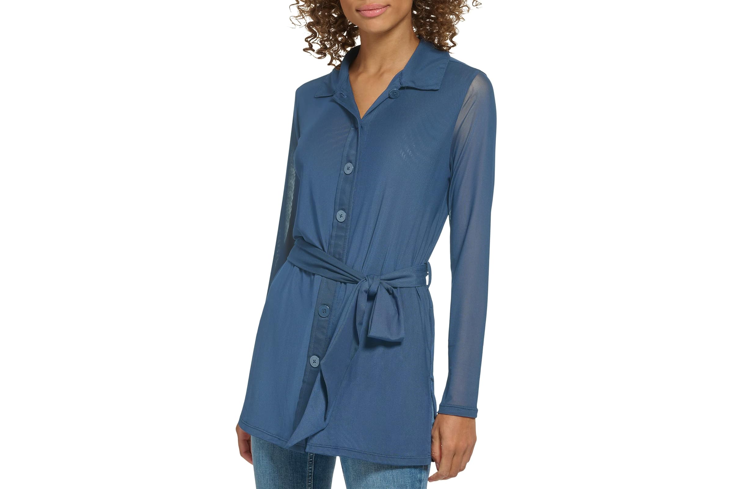 Calvin Klein Belted Button Front Cardi