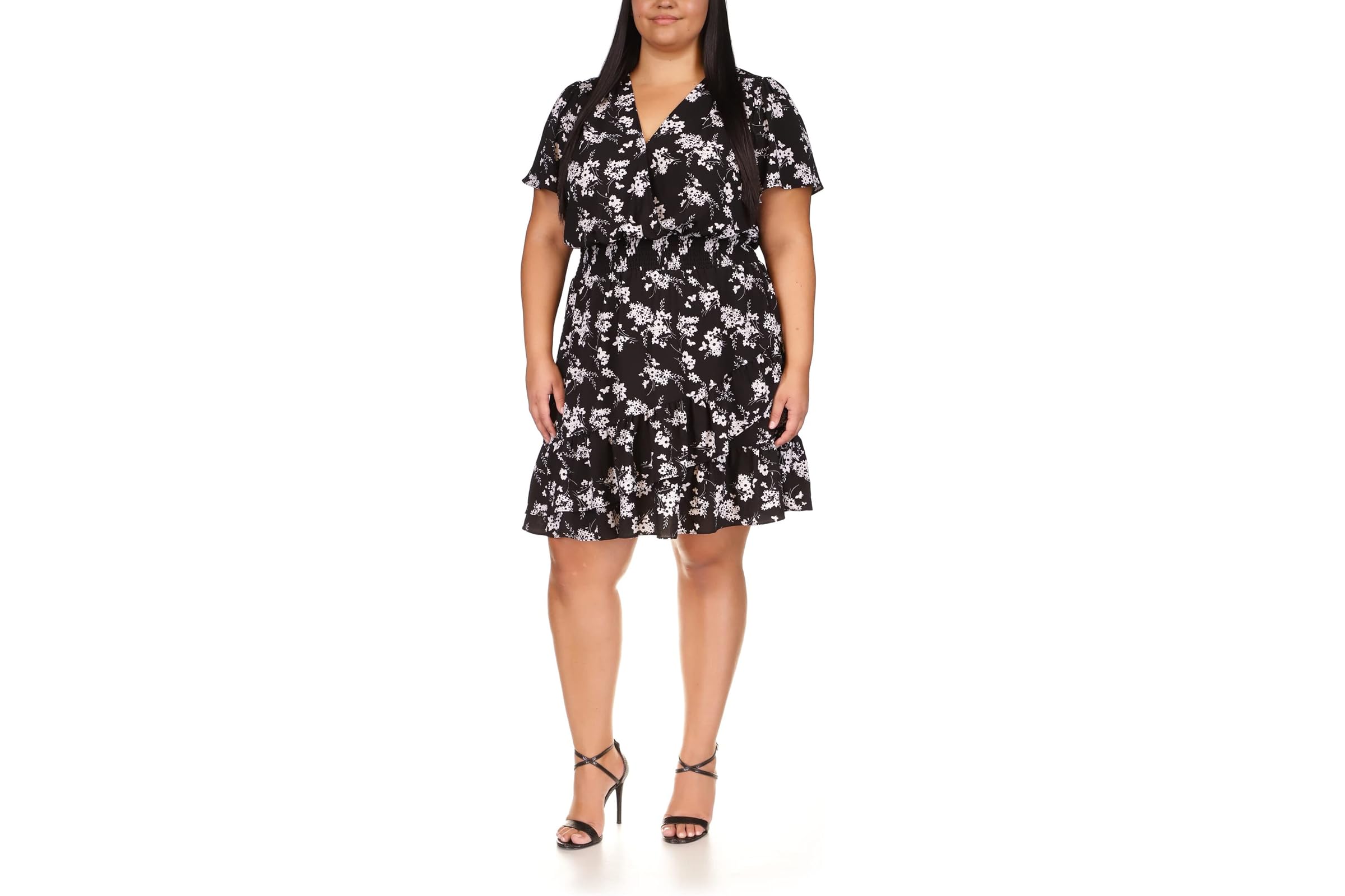 MICHAEL Michael Kors Plus Size Botanical Short Sleeve Wrap Dress 31590₽