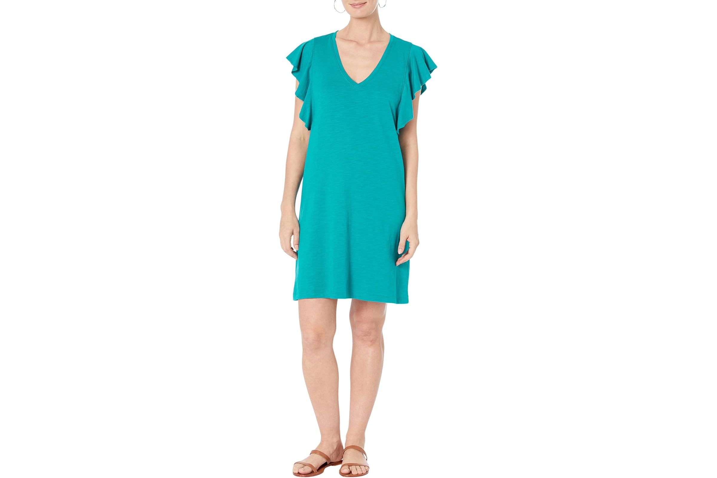 Lilla P Flutter Sleeve V-Neck Dress