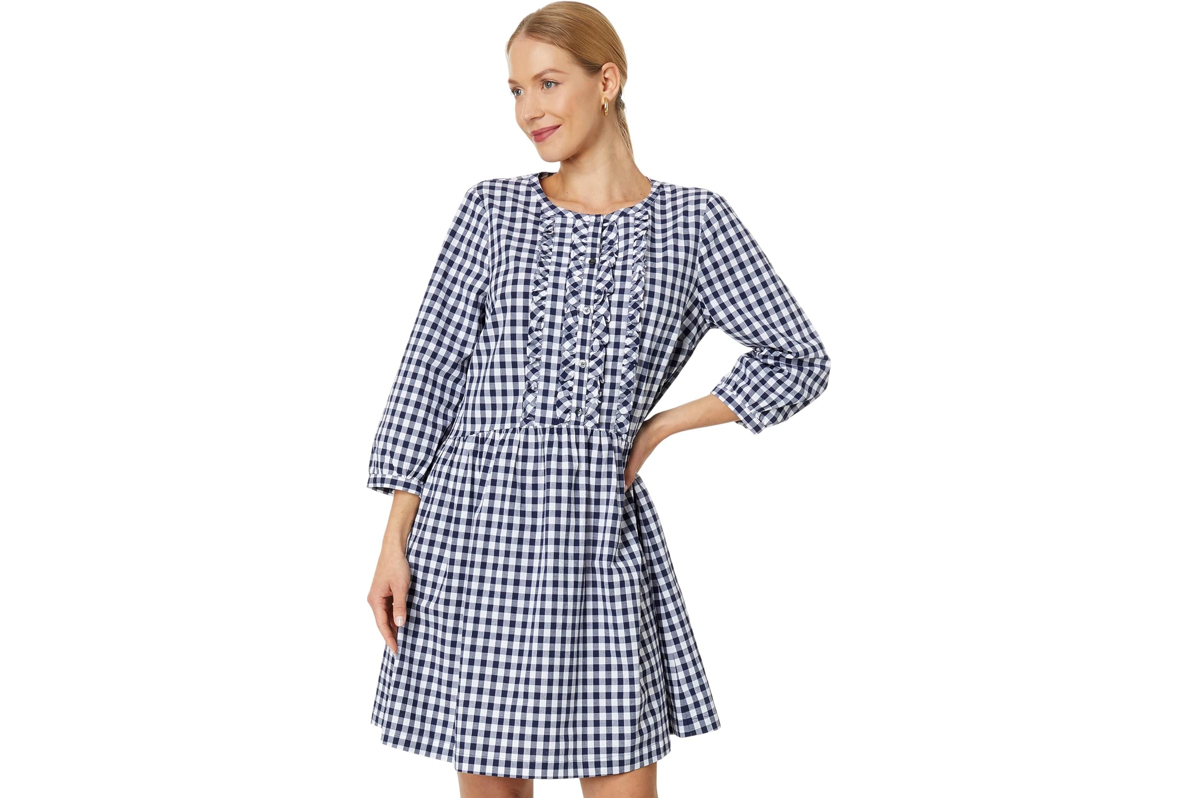 Платье Draper James Ruffle Placket Shirtdress in Gingham 14990₽