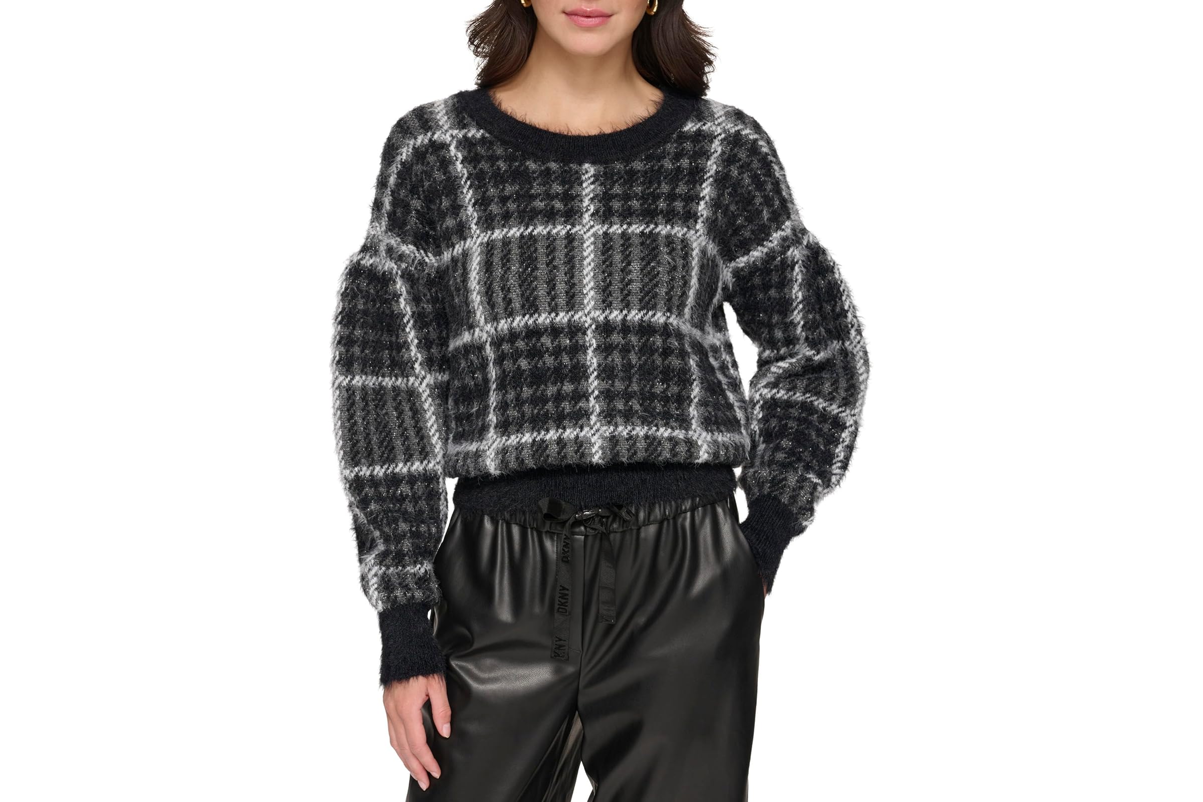 DKNY Long Sleeve Box Plaid Sweater 12490₽