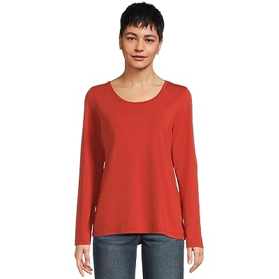 L.L.Bean Soft Stretch Supima Tee Scoop Neck Long Sleeve cayenne