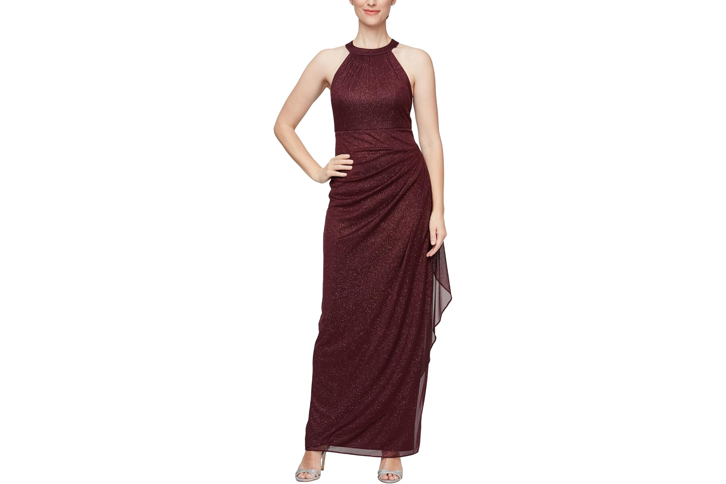 Alex Evenings Long Sleeveless Halter Neck Dress