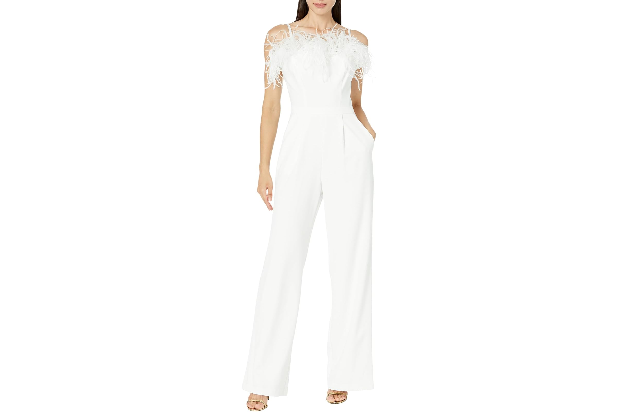 XSCAPE Long Jumpsuit Scuba Crepe Feather