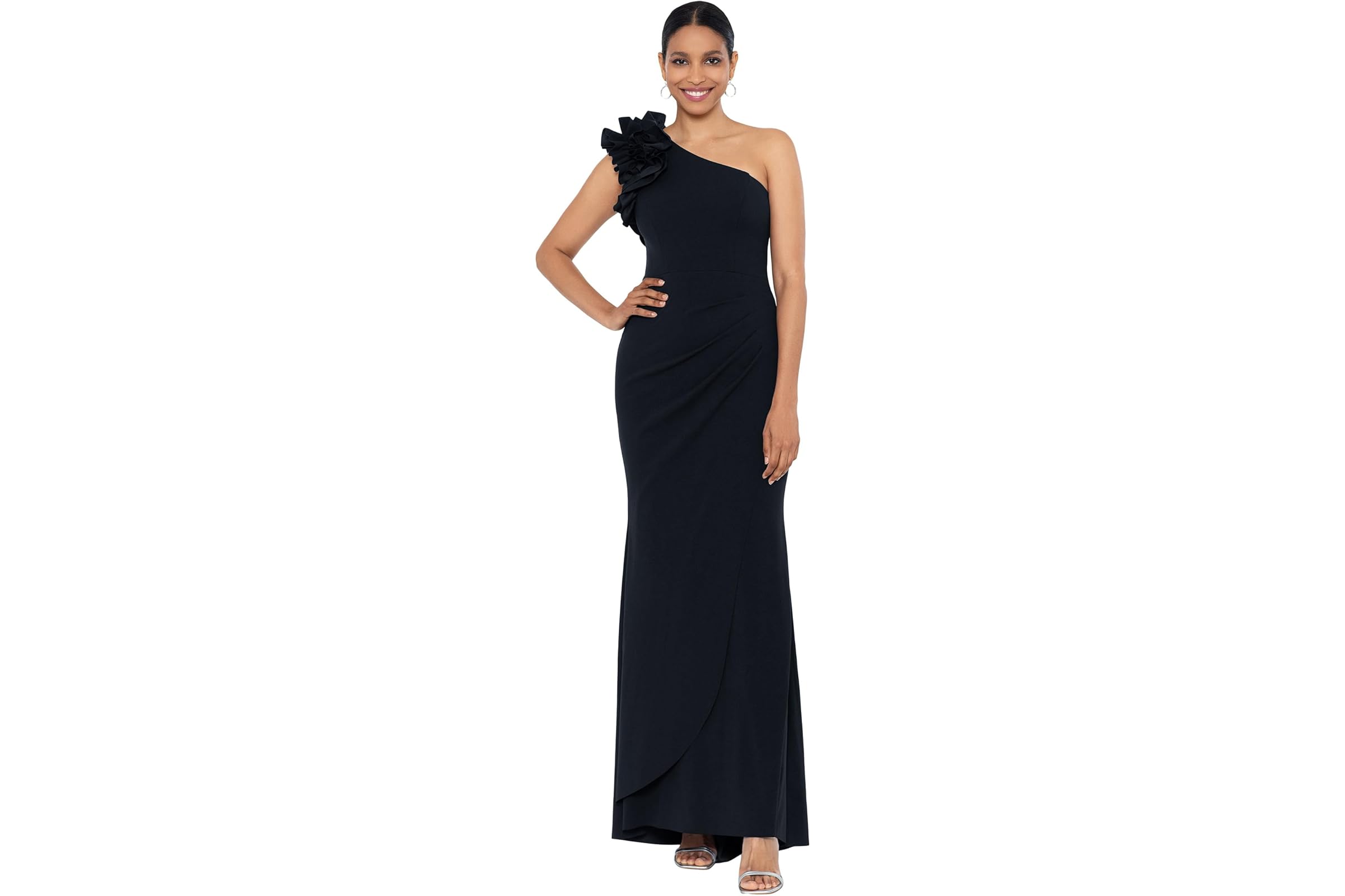 XSCAPE One Shoulder Ruffle Scuba Crepe 42290₽