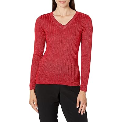 Tommy Hilfiger Lurex Rib V-Neck Sweater