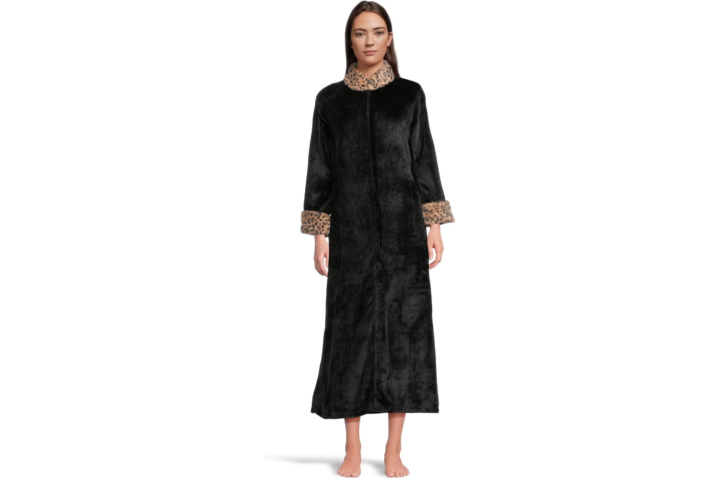 N by Natori Plush Lynx Mandarin Zip Caftan 13890₽