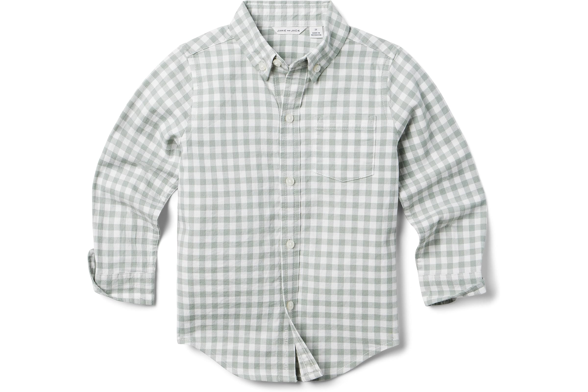 Мужская рубашка Janie and Jack Brushed Twill Plaid Button-Up ToddlerLittle KidsBig Kids 7190₽