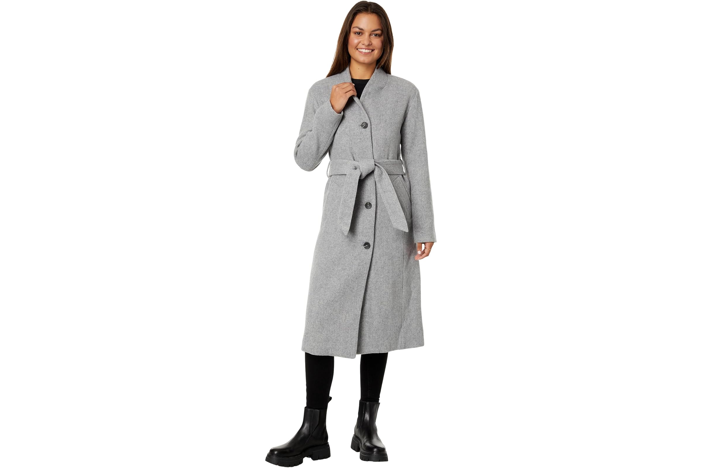 Avec Les Filles Wool Blend Overlap Collar Coat