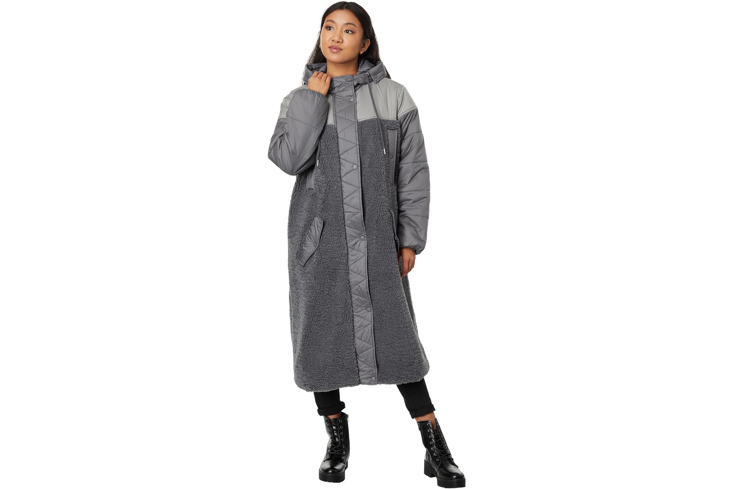 Avec Les Filles Coat Mixed Media Hooded 28590₽