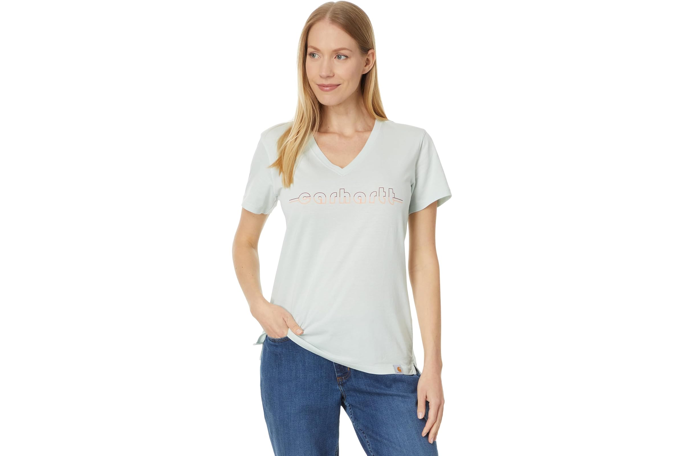 Carhartt Relaxed Fit Lightweight Short Sleeve Carhartt Graphic V-Neck T-Shirt 3890₽