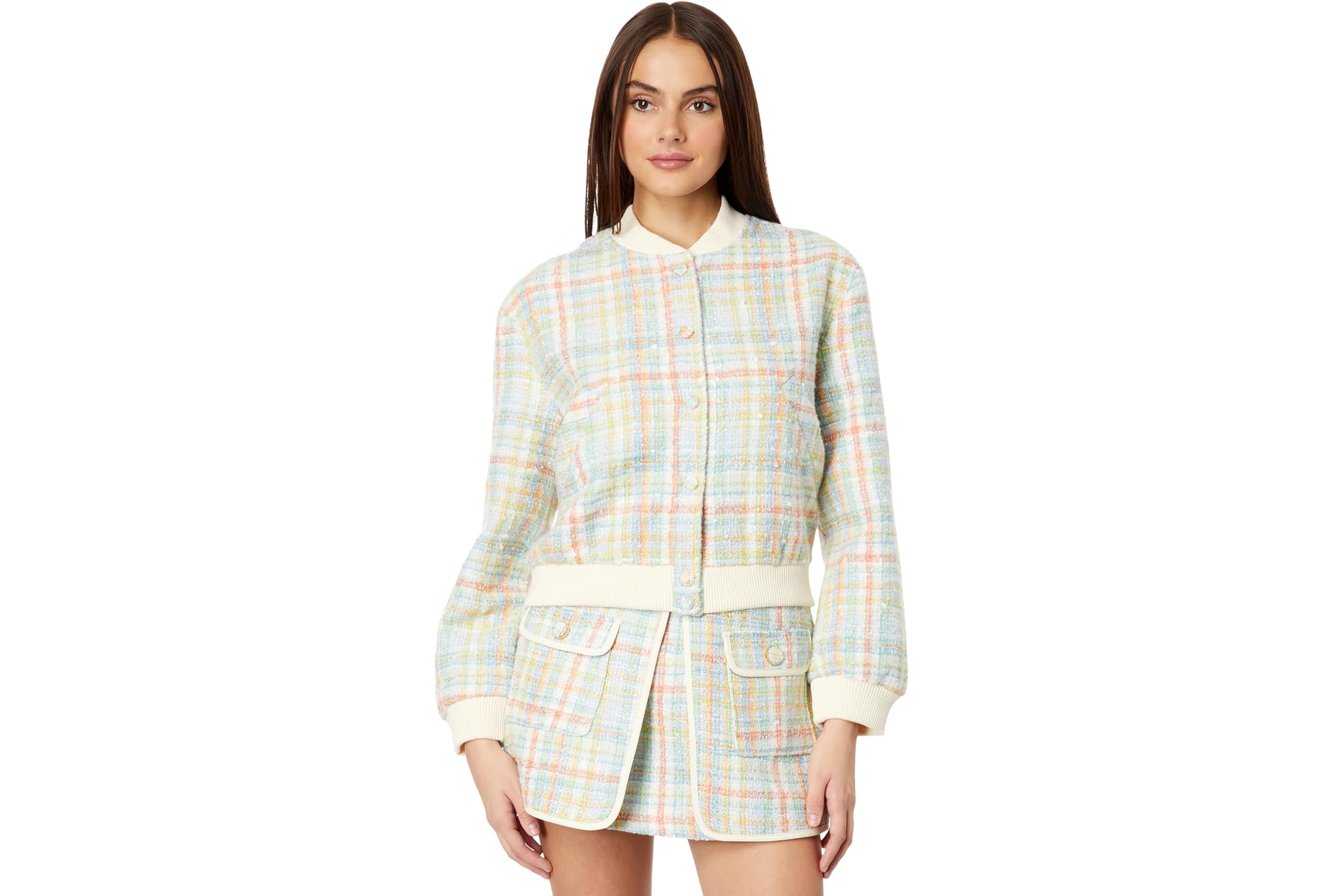 English Factory Plaid Boucle Bomber Jacket 13590₽