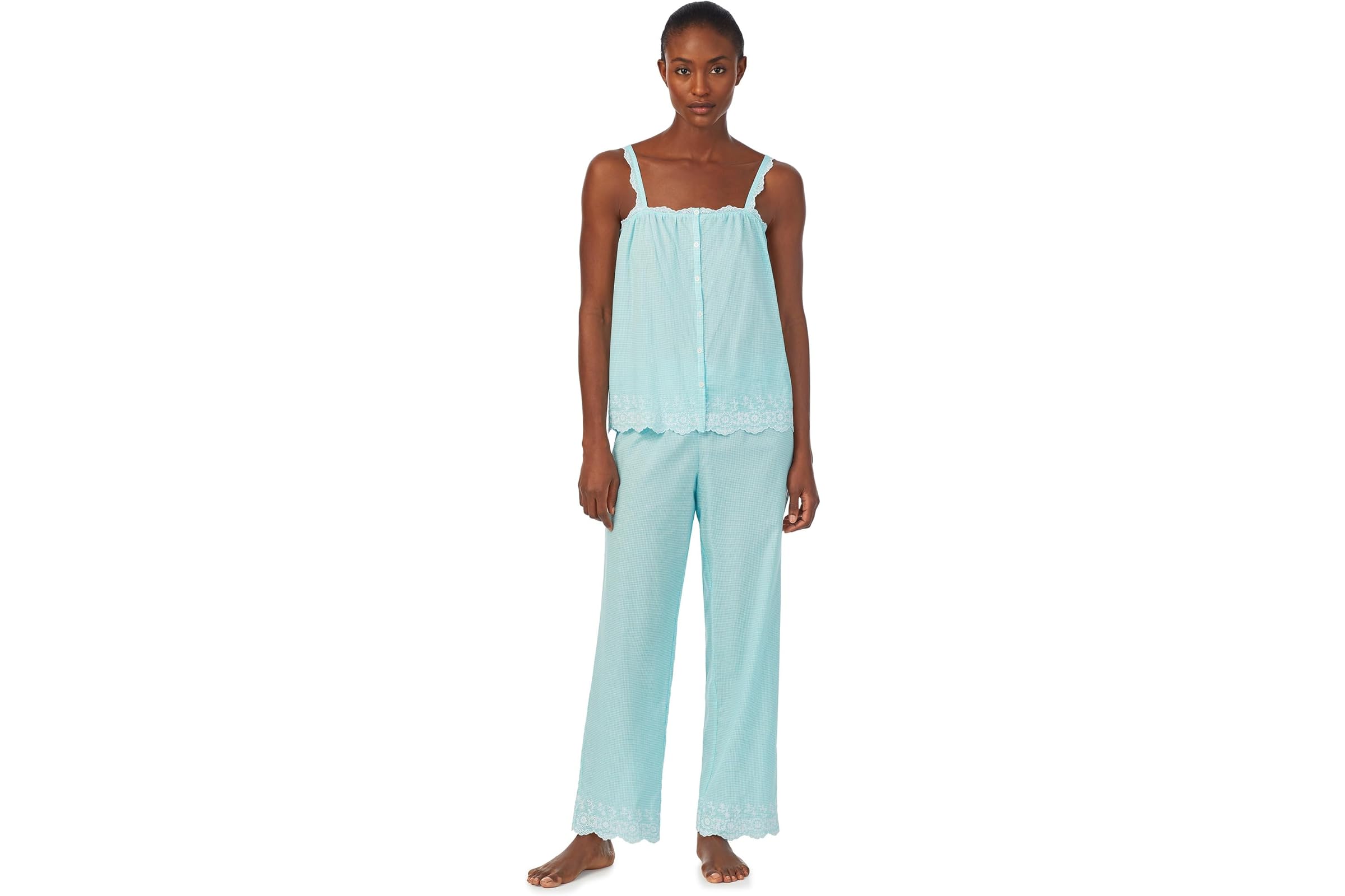 LAUREN Ralph Lauren Eyelet Trimmed Ankle Pants PJ Set 12490₽