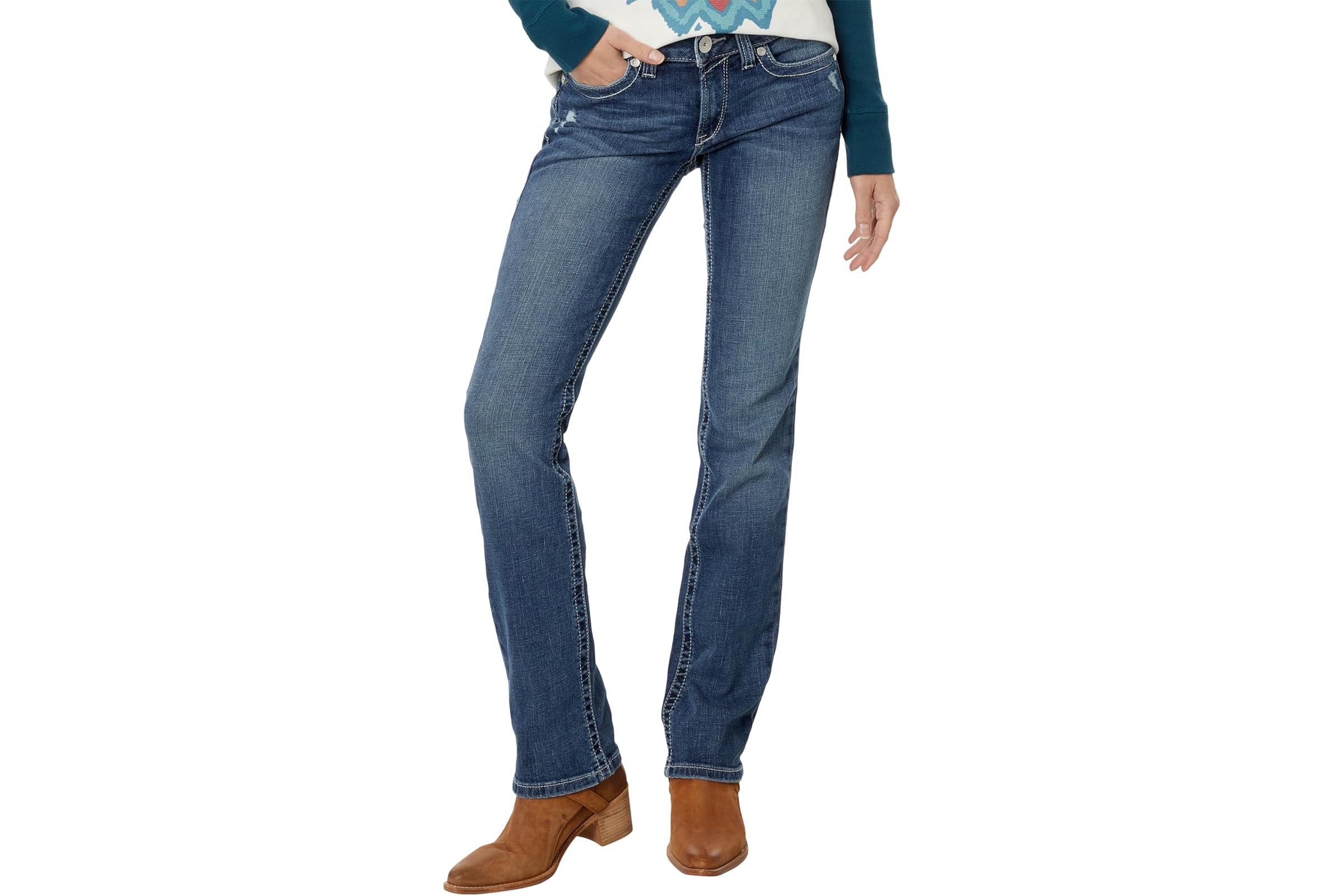 Ariat Real Mid- Rise Arrow Fit Gianna Stackable Straight Leg Jeans in Stryker 13490₽