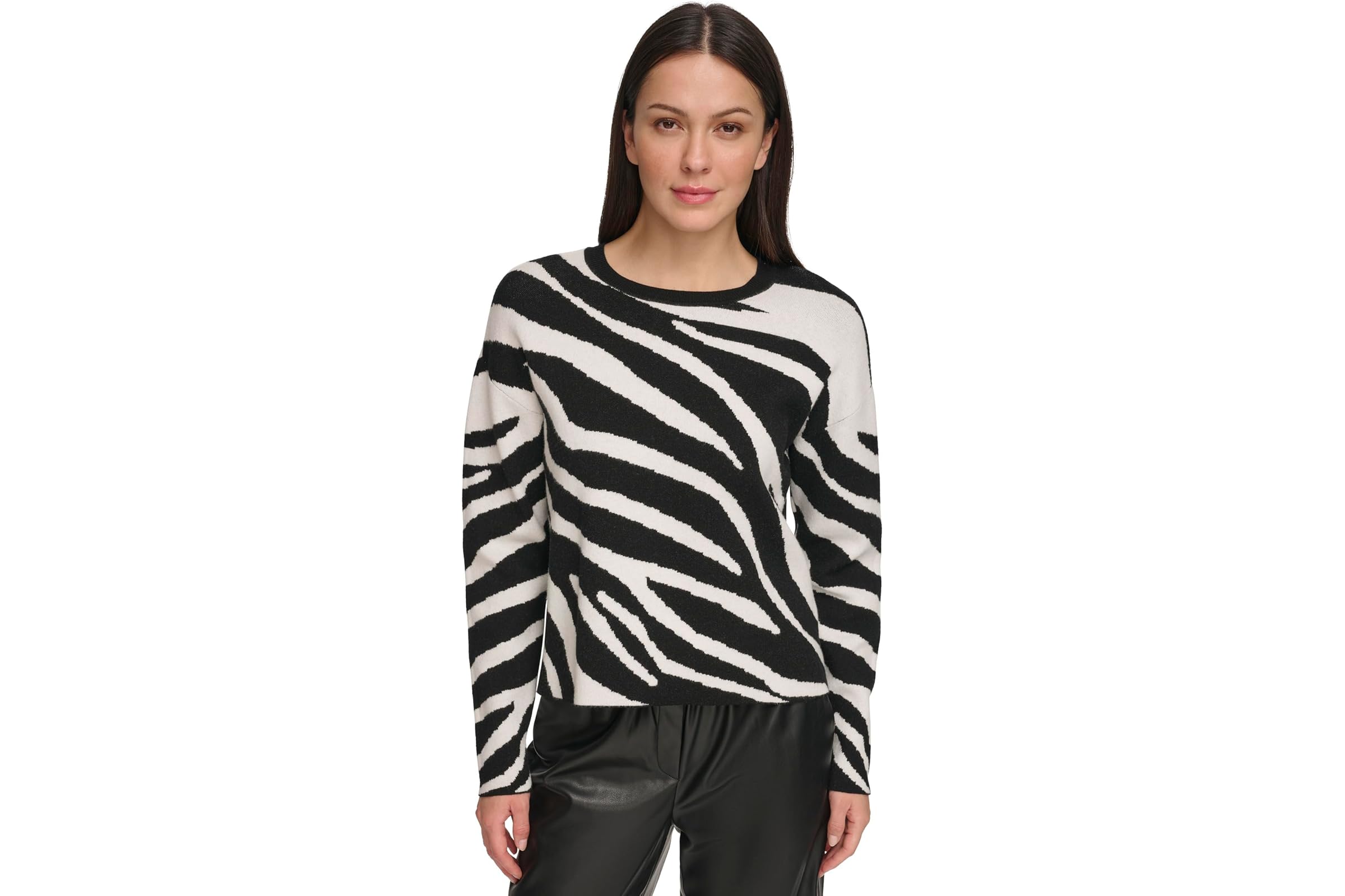 DKNY Long Sleeve Zebra Crew Neck Sweater 15190₽