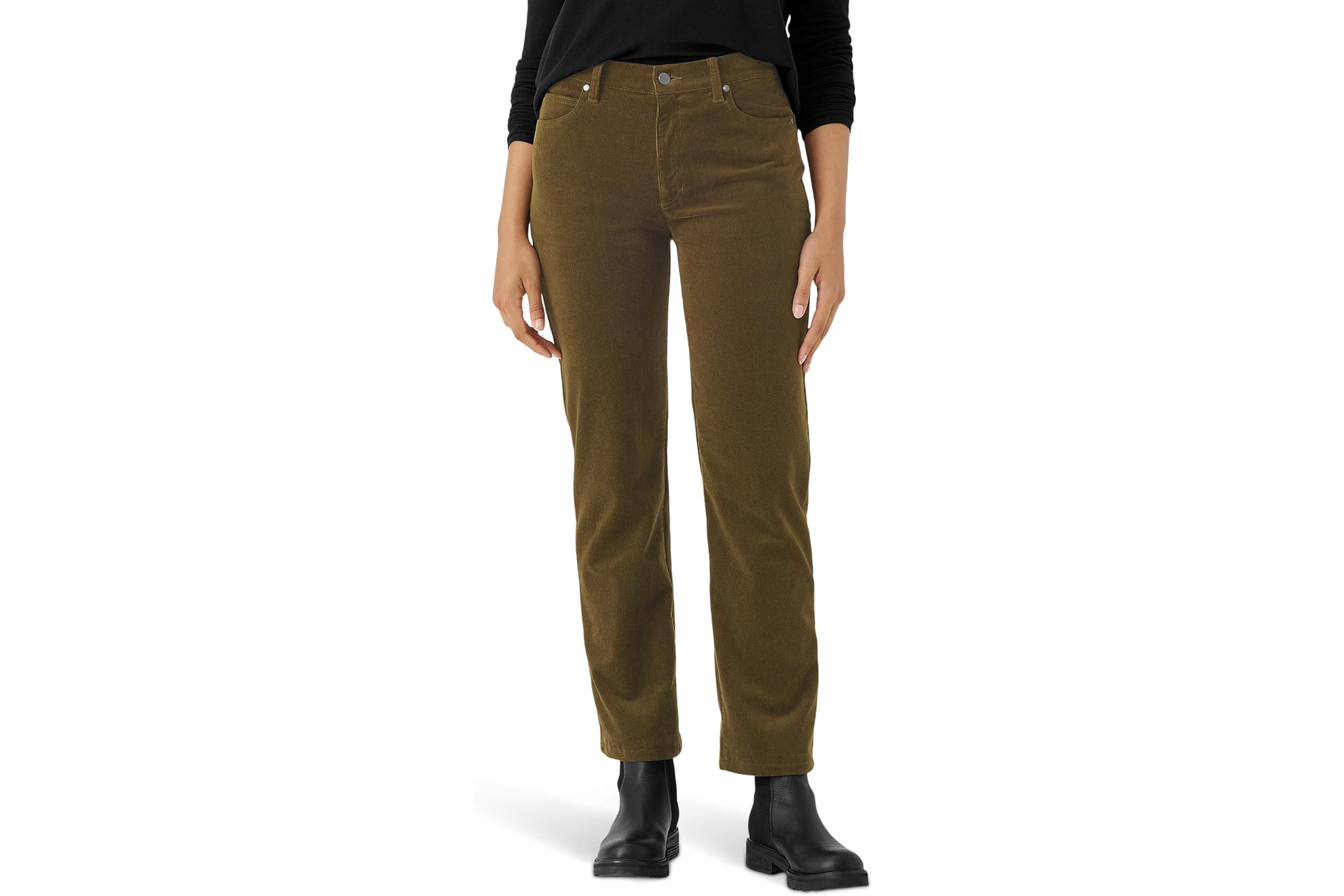 Eileen Fisher High-Waist Straight Ankle Jeans