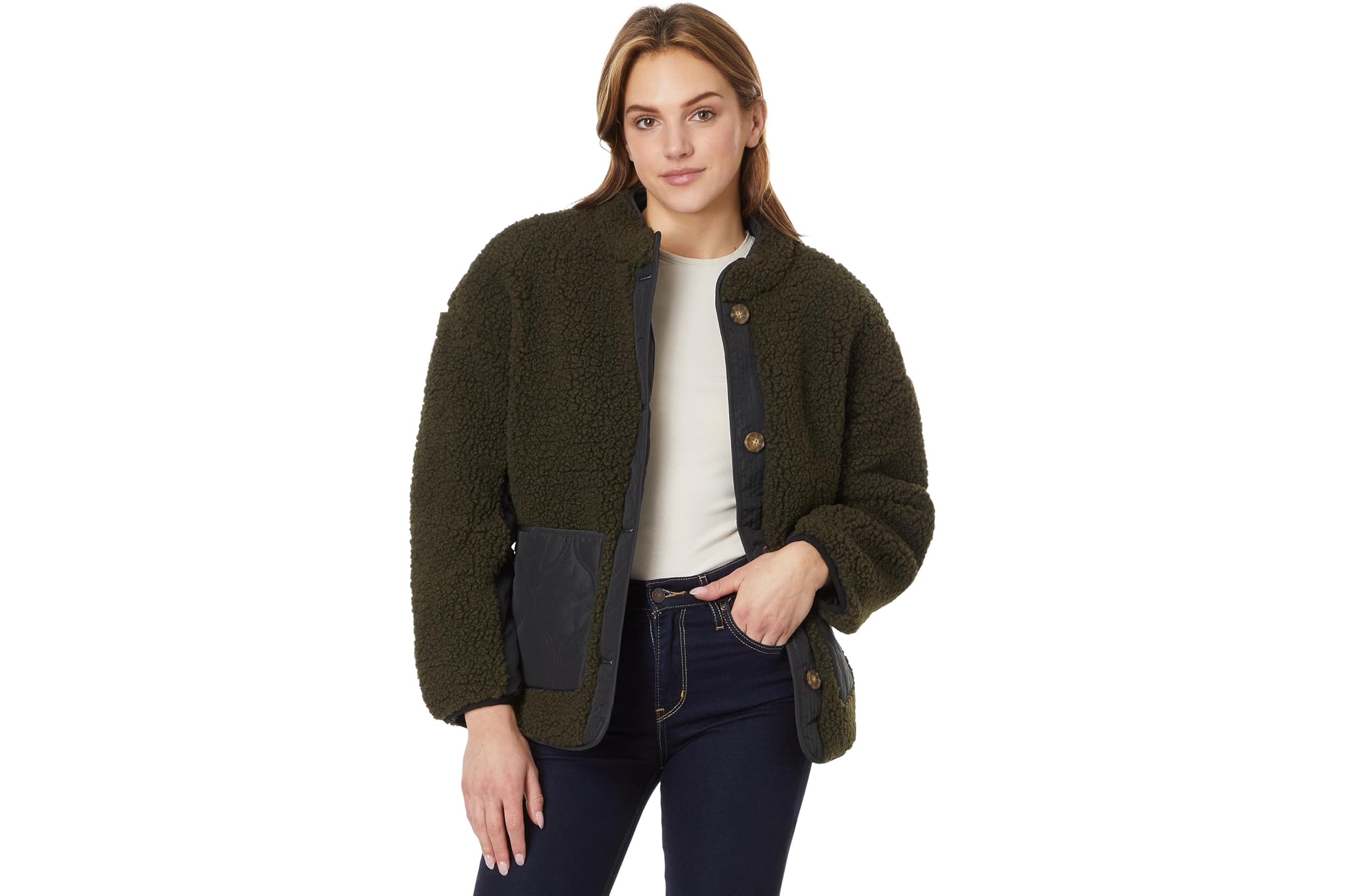 Lucky Brand Reversible Mixed Media Faux Shearling Jacket 18790₽