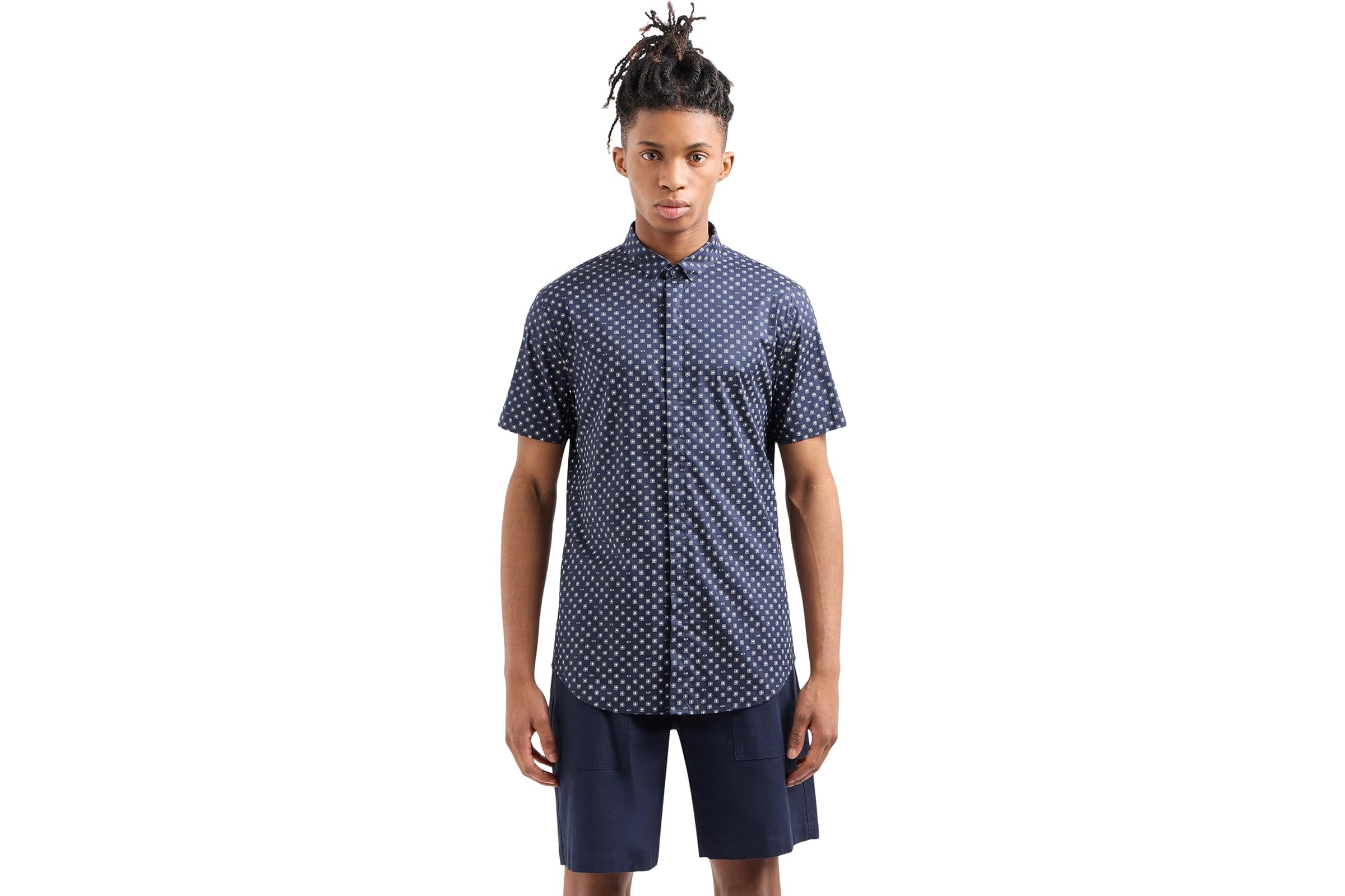 Armani Exchange Slim Fit Short Sleeve AX Text Print Button-Down Shirt 8990₽