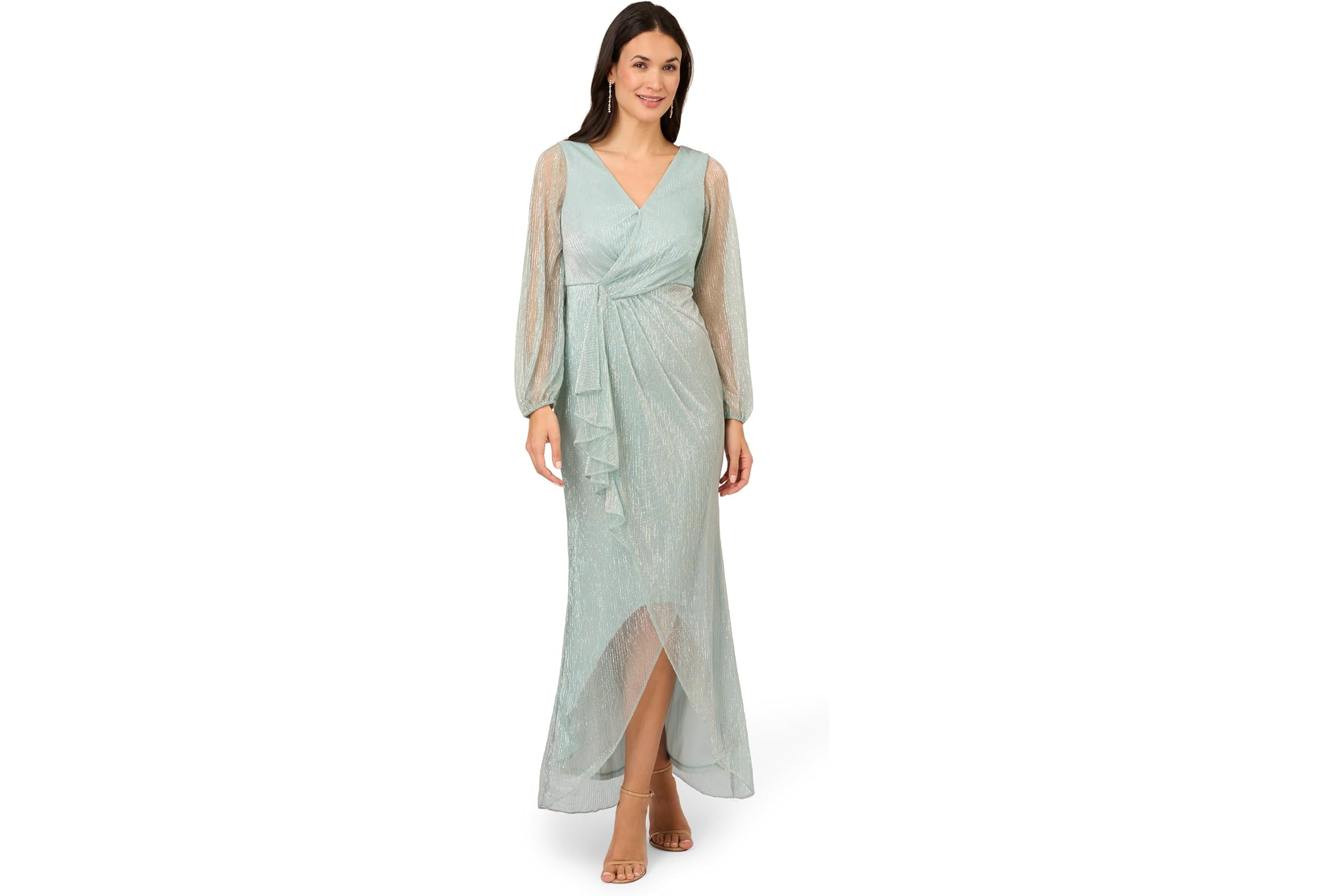 Adrianna Papell Metallic Mesh Gown