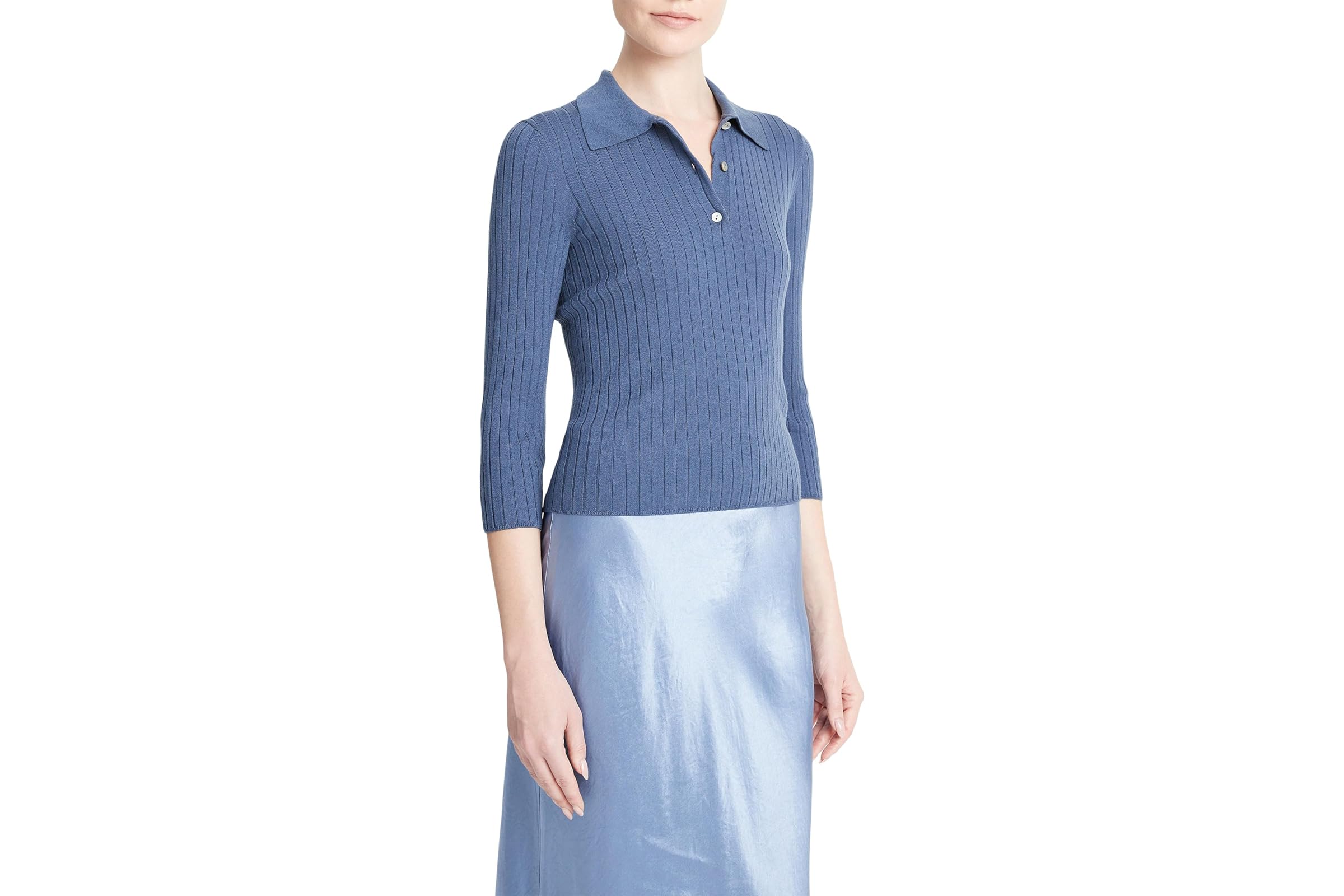 Vince Ribbed Button 34 Sleeve Polo 37990₽