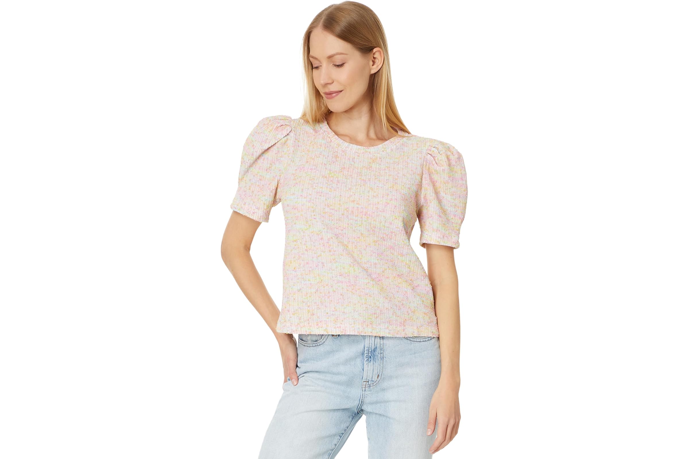 English Factory Rainbow Knit Short Sleeve Top