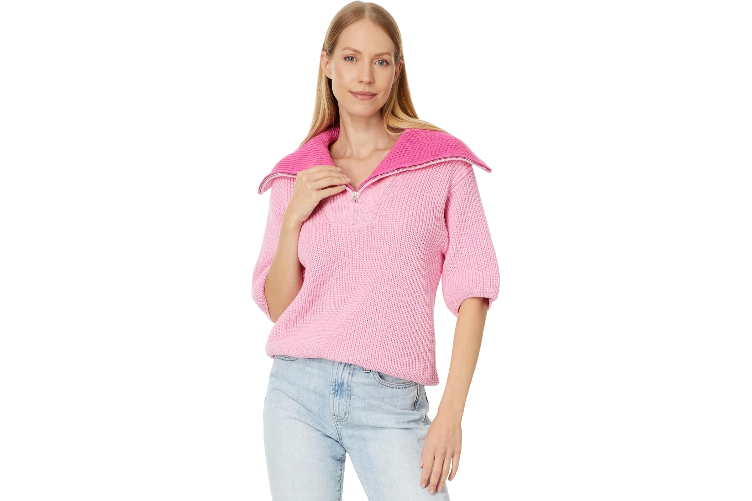 English Factory 1/2 Sleeves Collar Knit Top