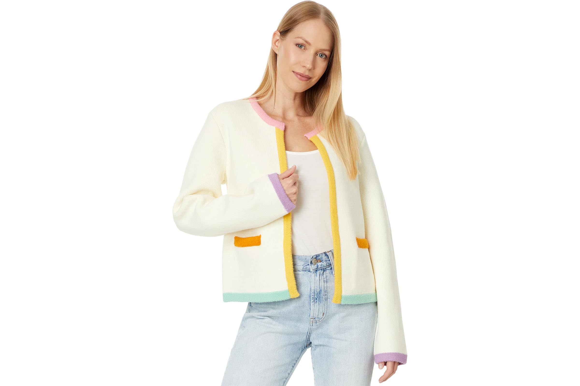 English Factory Color Block Sweater Cardigan