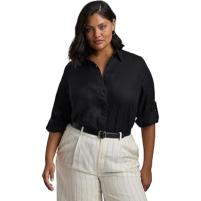 Lauren Ralph Lauren Plus-Size Linen Roll TabSleeve Shirt