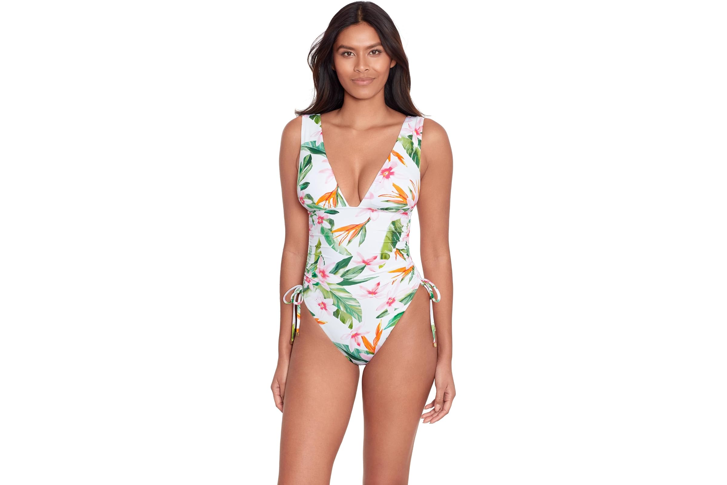 Купальник LAUREN Ralph Lauren Watercolor Tropical Floral Shirred Plunge One Piece 27990₽