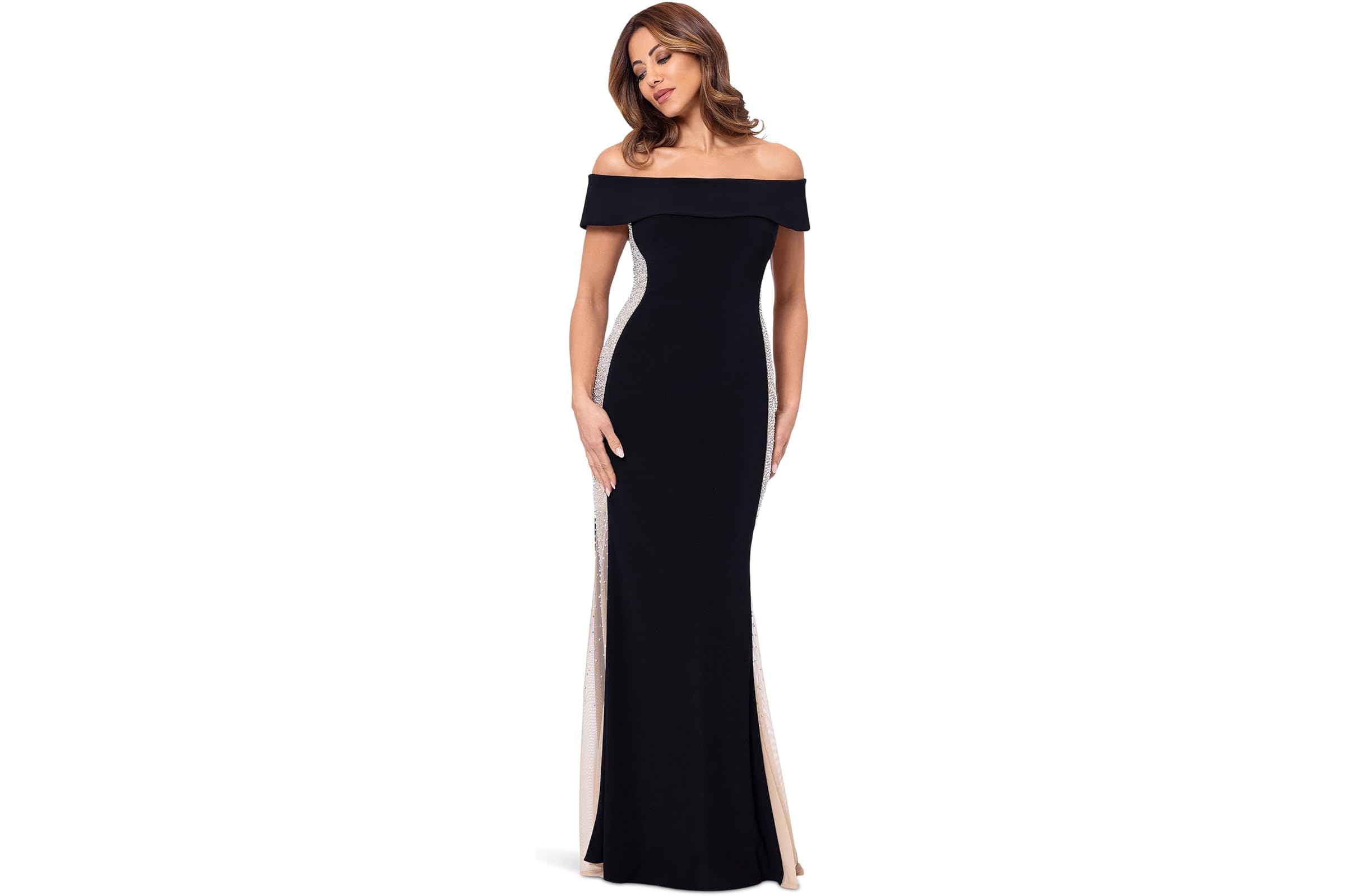 XSCAPE Off The Shoulder Ity Caviar Bead Long 41690₽