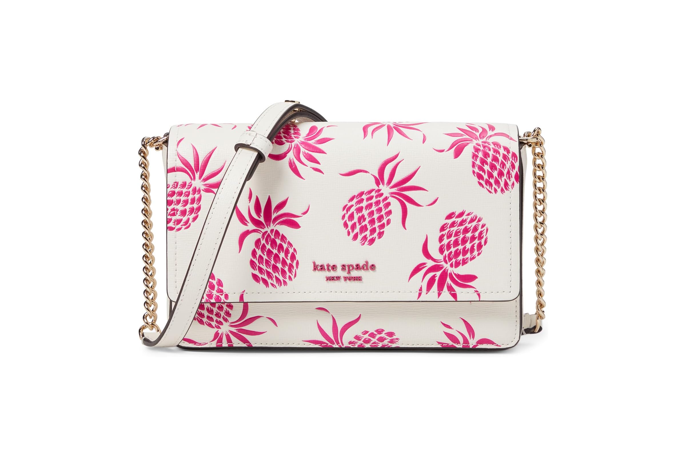 Kate Spade New York Morgan Pineapple Embossed Saffiano Leather Flap Chain Wallet 45790₽