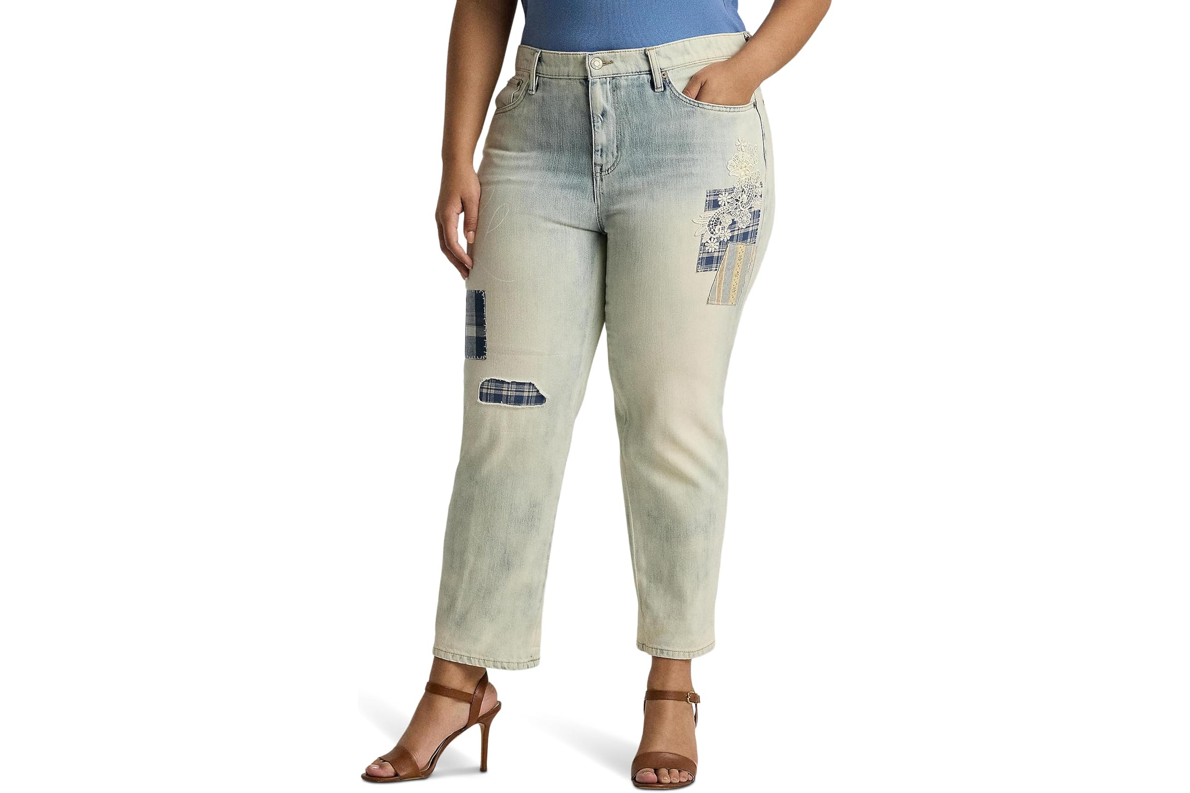 LAUREN Ralph Lauren Plus-Size Patchwork Relaxed Tapered Ankle Jean 19490₽