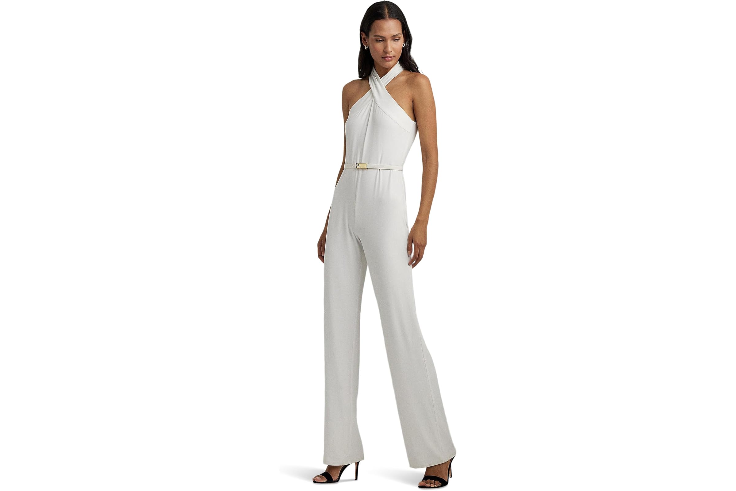 LAUREN Ralph Lauren Belted Jersey Halter Wide-Leg Jumpsuit 35090₽
