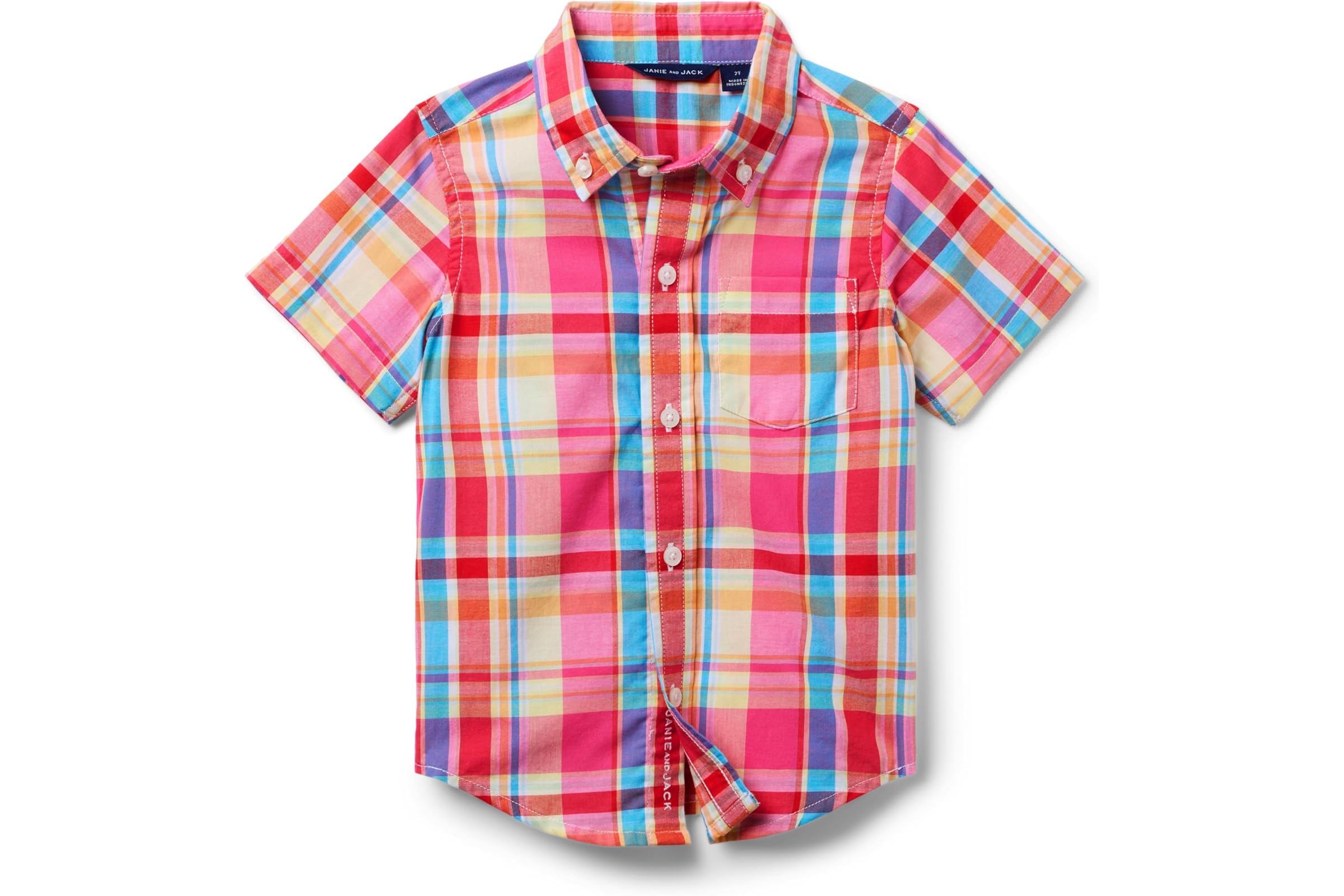 Janie and Jack Boys Madras Pink Plaid Top (Toddler/Little Kid/Big Kid)