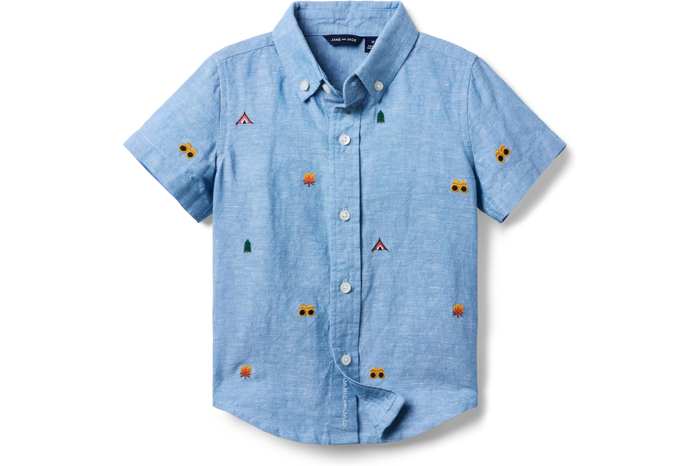 Janie and Jack Boys Embroidered Linen Top (Toddler/Little Kid/Big Kid)