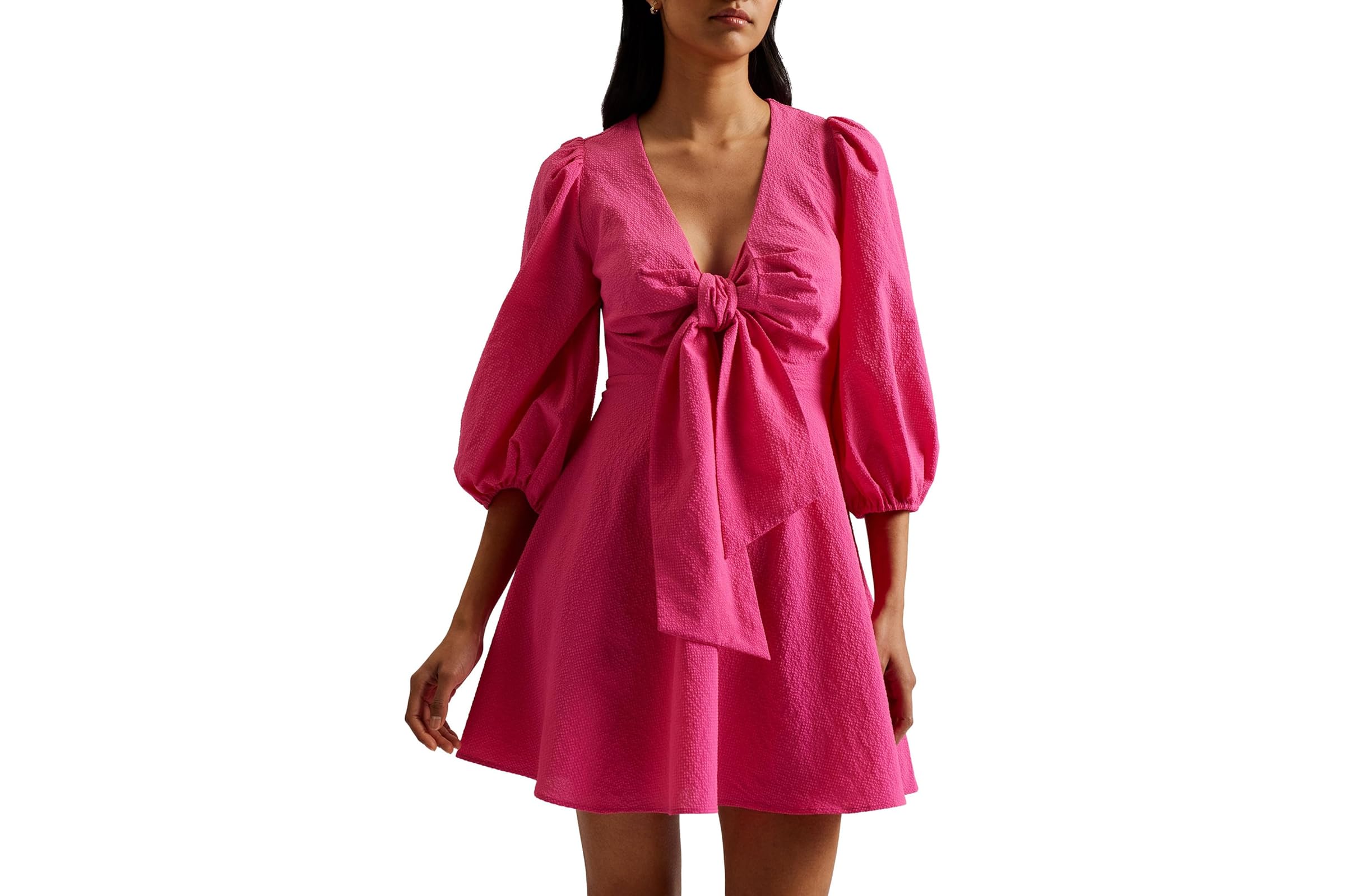 Ted Baker Jozelyn Seersucker Tie Front Mini Dress 48290₽