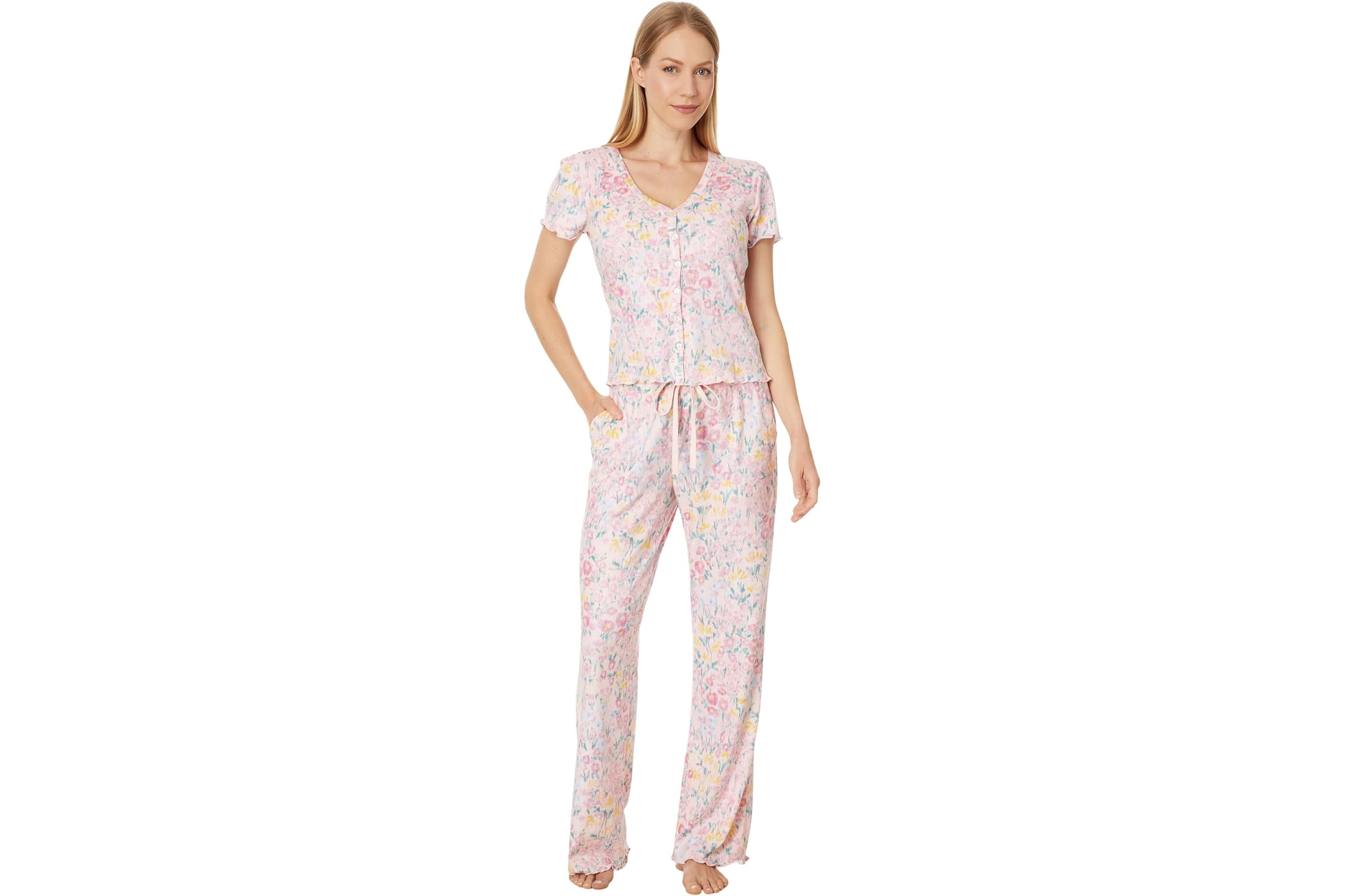P.J. Salvage Pointelle Floral Fields Pajama Pj Set