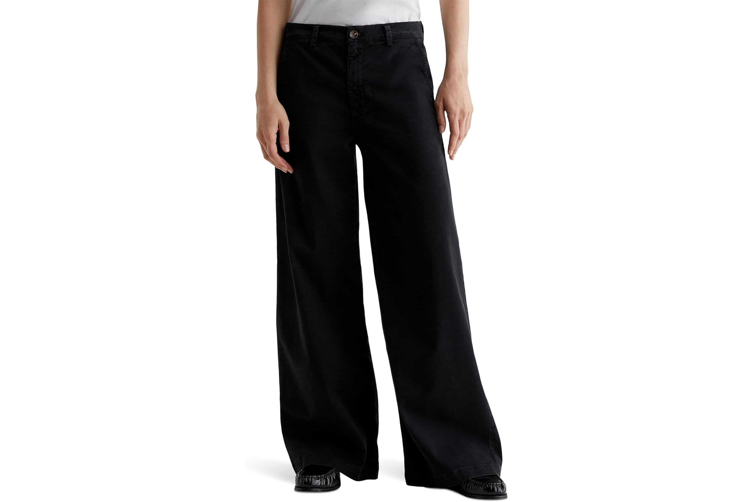 AG Jeans Caden Mid Rise Wide Leg Pants in Sulfur Black 42690₽