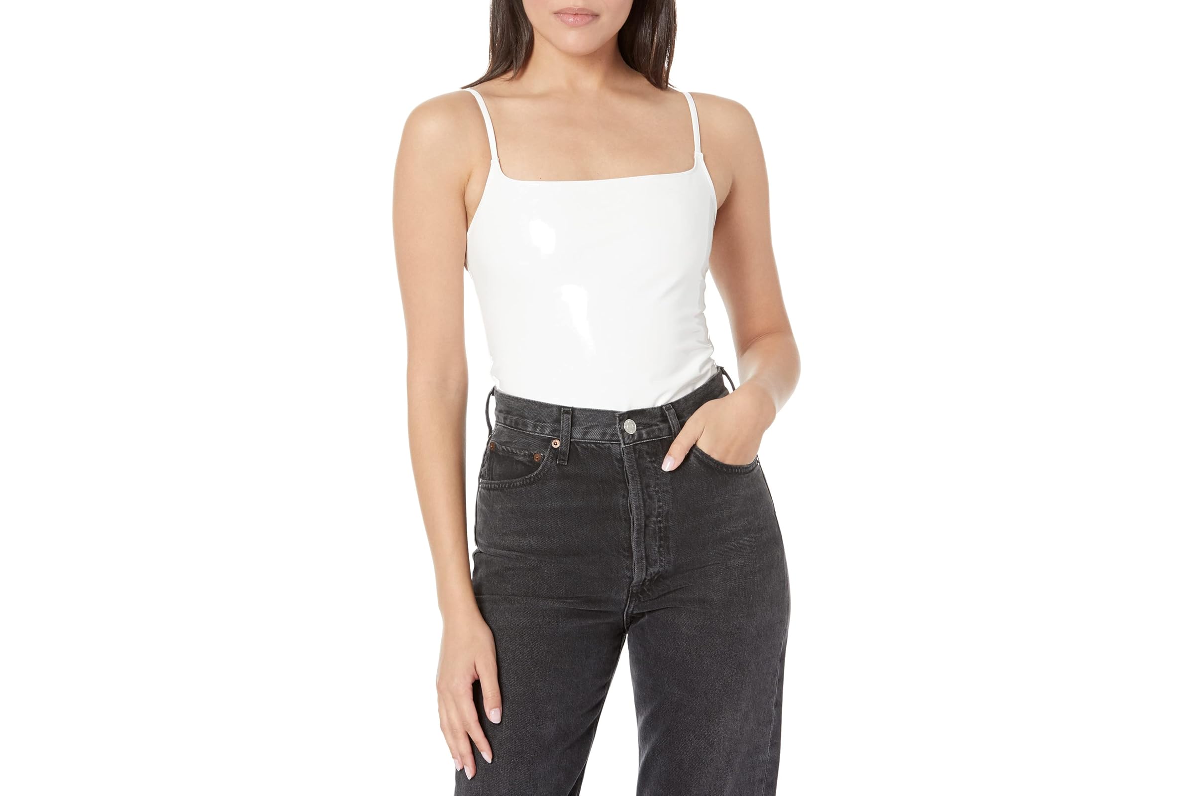 Commando Faux Patent Leather Spaghetti Strap Bodysuit BDS310