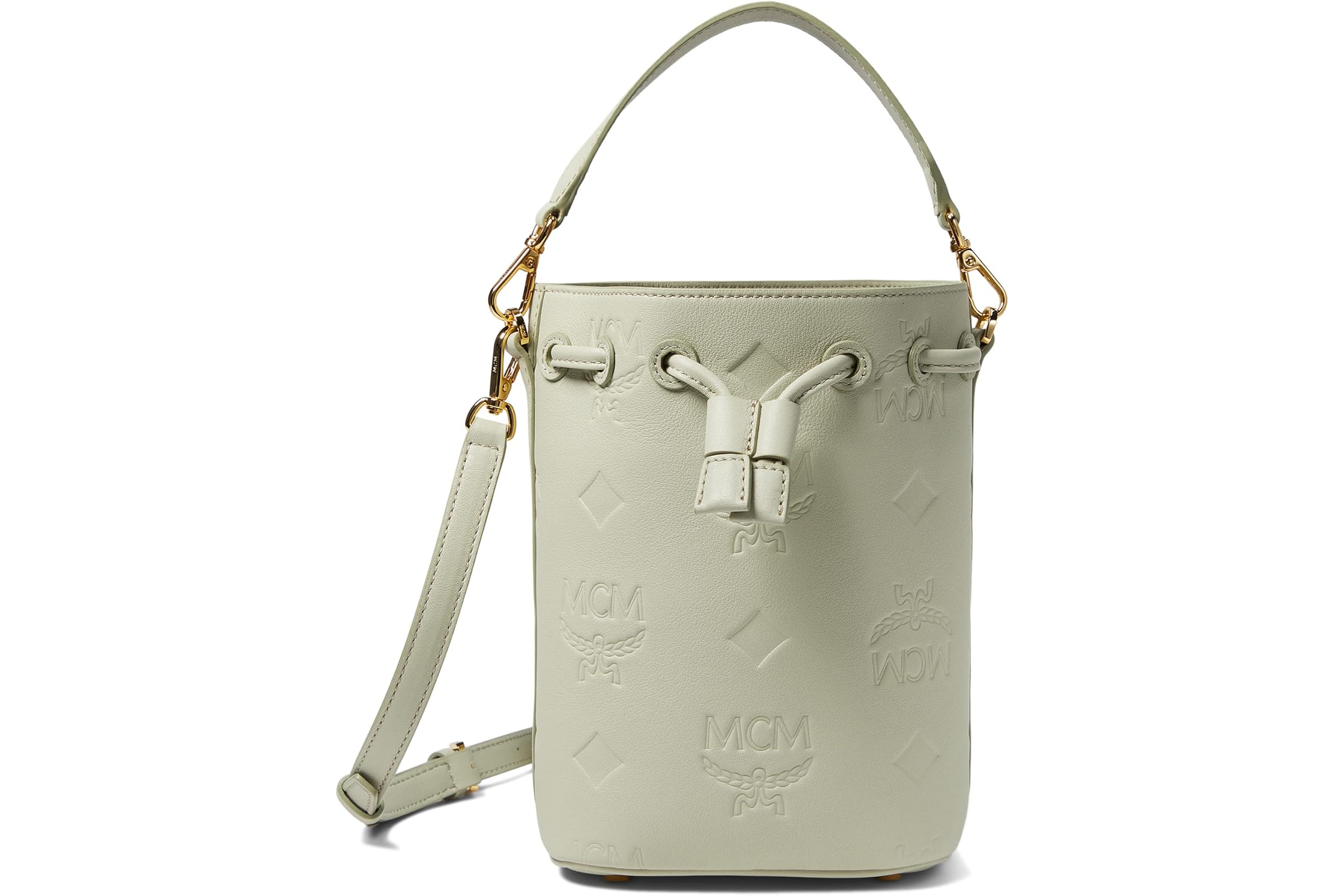 MCM Dessau Embroidered Monogram Leather Drawstring Medium 174790₽