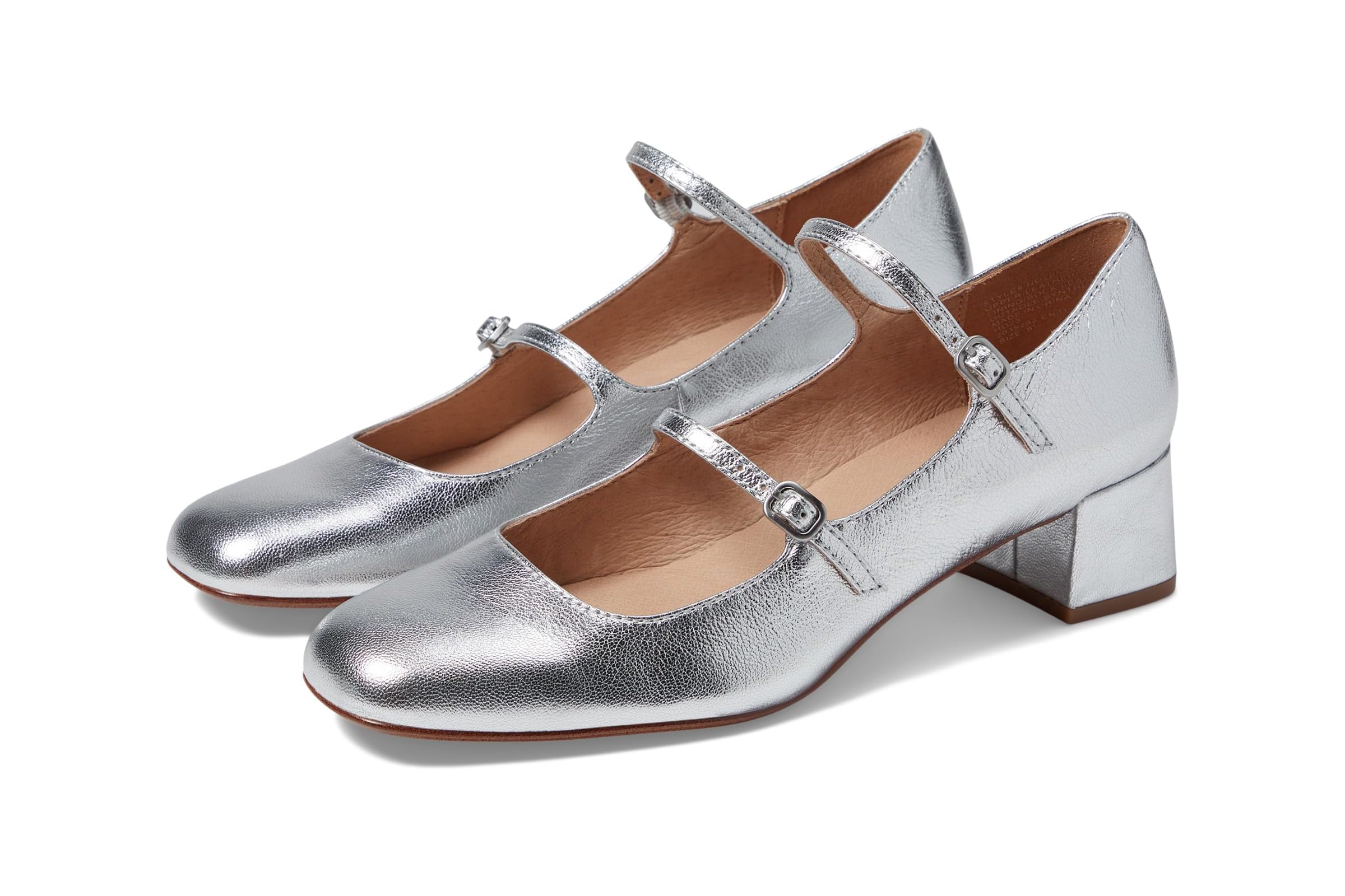Madewell The Nettie Heeled Mary Jane in Metallic Leather 21090₽