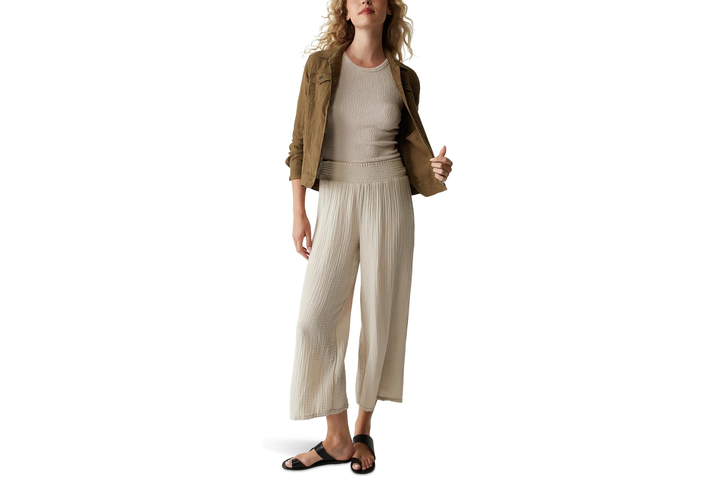 Michael Stars Medina Smocked Waist Cropped Pants
