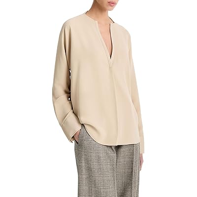 Vince Leather Trim Dolman Sleeve Blouse