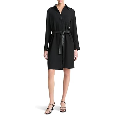 Платье Vince Leather Trim Shirt Dress