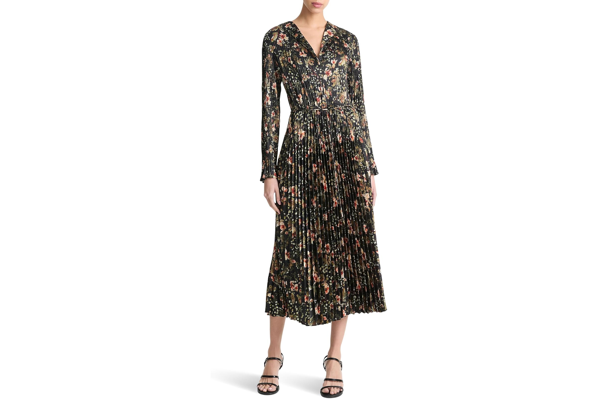 Vince Orchid Vine Pleated Long Sleeve Dress 76790₽