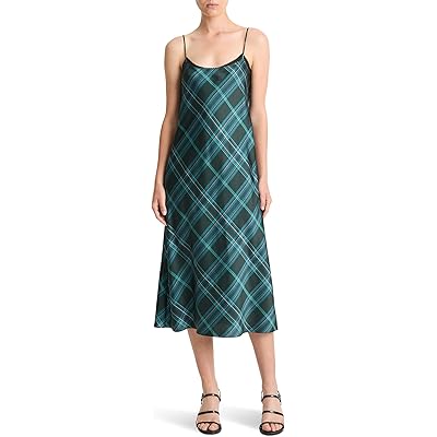 Платье Vince Plaid Lace Trim Slip Dress