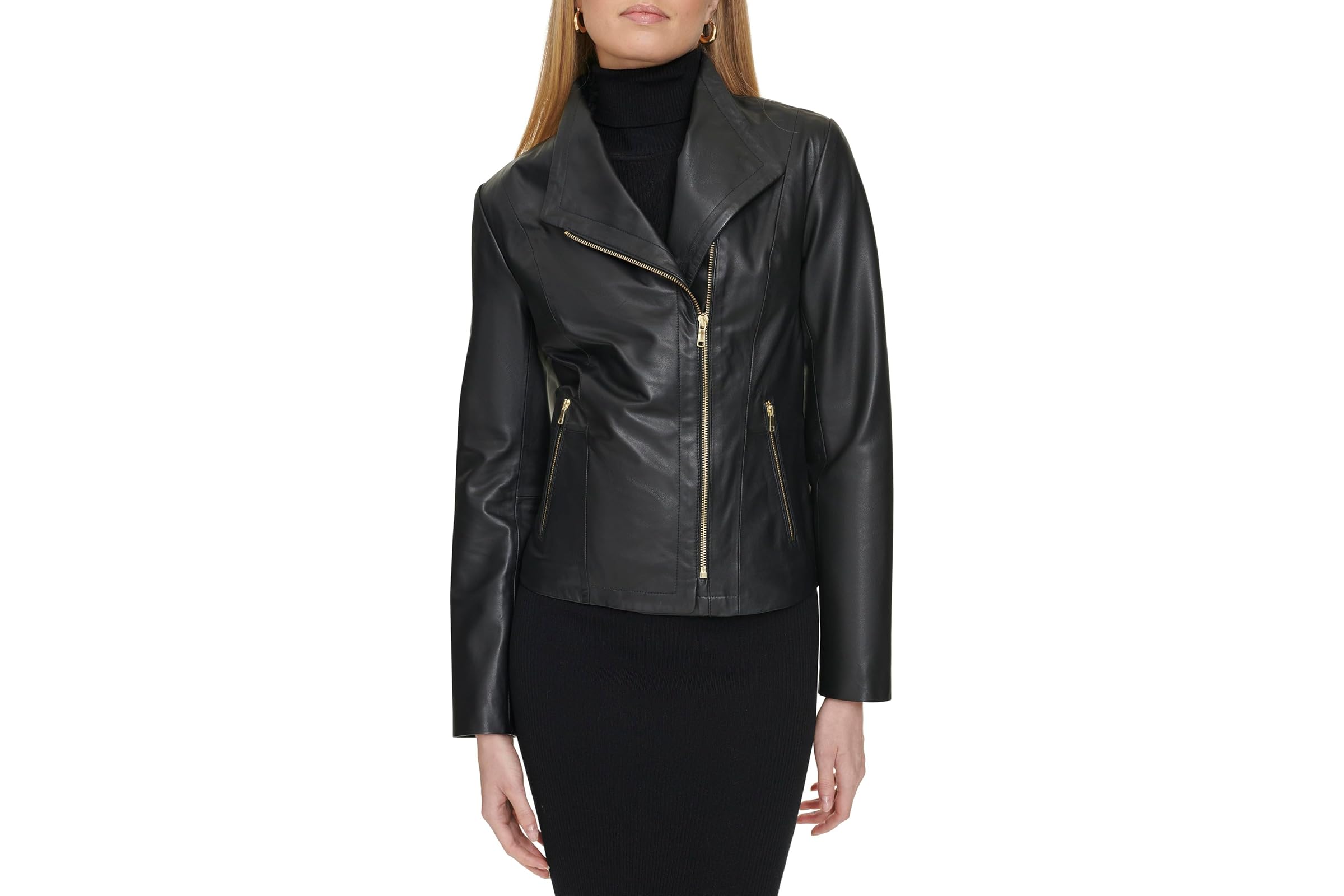 Cole Haan Moulded Collar Asymmetric Leather Jacket 93390₽