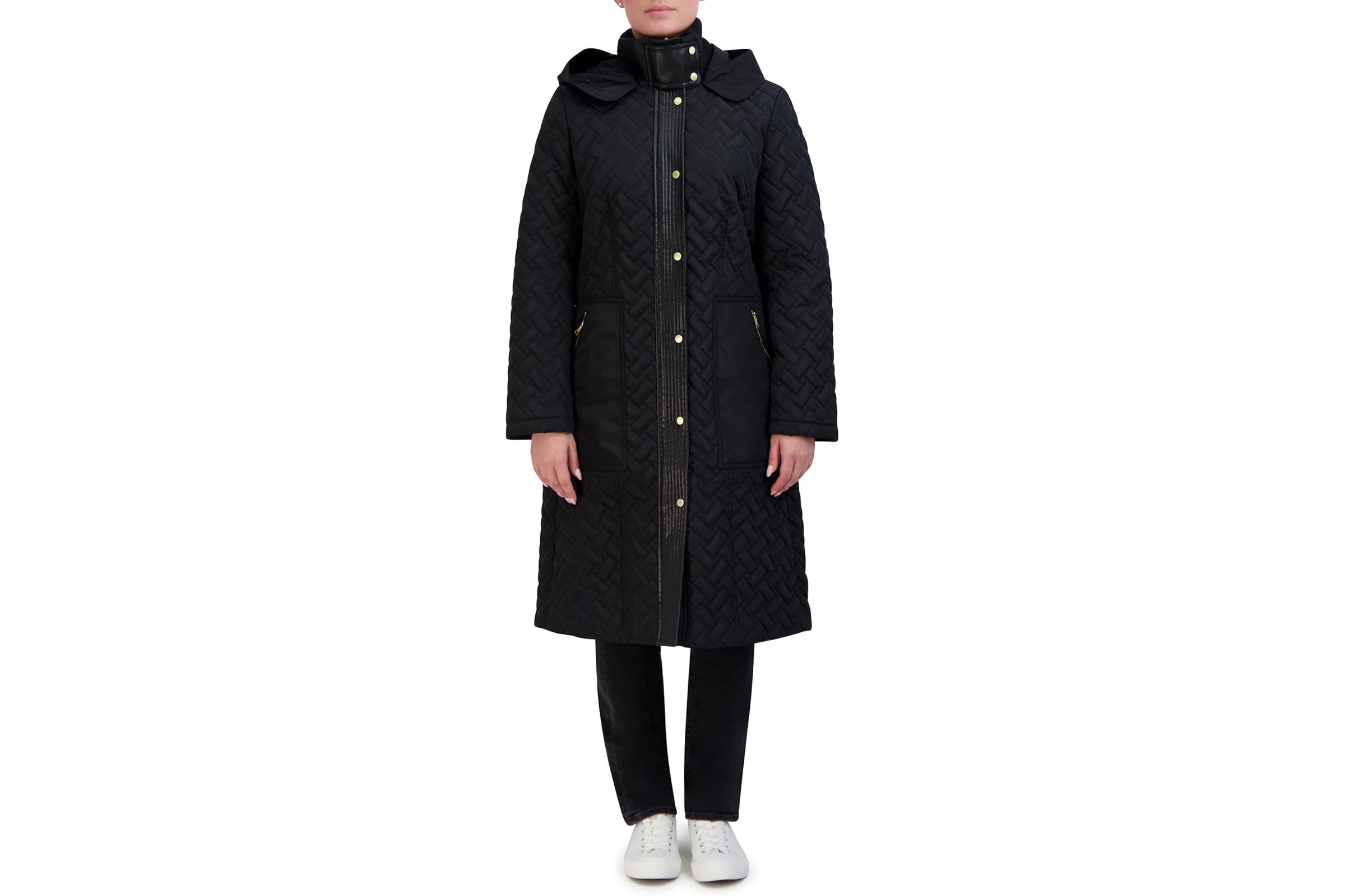 Cole Haan Signature Quilt Hooded Long Coat with Belt 28790₽